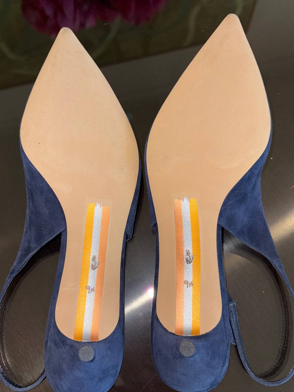 Sam Edelman Navy Blue Suede Kitten Heel Slingback Sz 9.5 NWOB - Picture 7 of 7